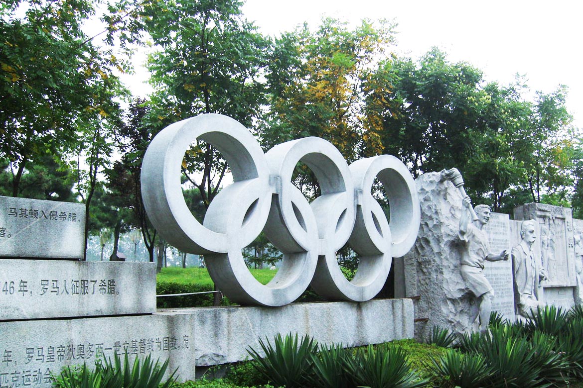 奥林匹克五环标志石材浮雕壁画