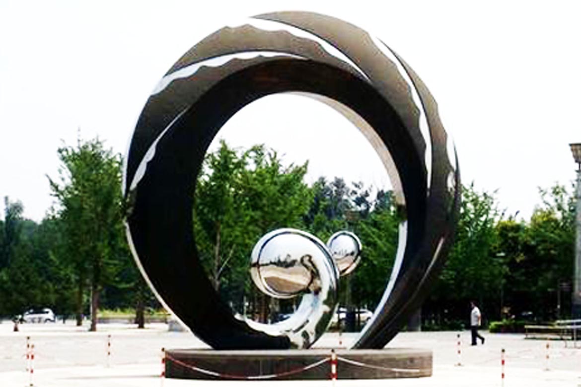 博仟ky开元官网制造的圆形不锈钢抽象《浪》室外不锈钢雕塑小品