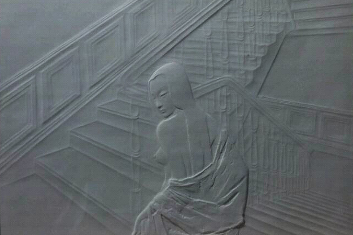 博仟ky开元官网创作的半裸体女人抽象人物浮雕