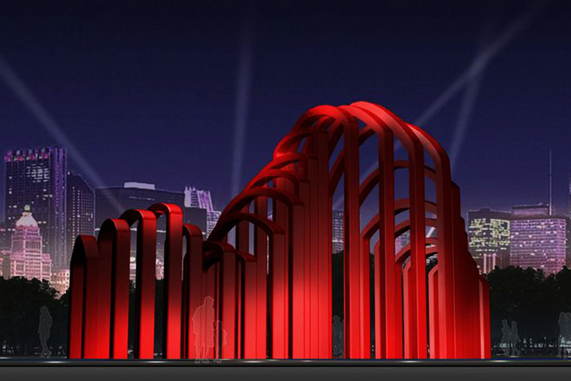 博仟ky开元官网塑造的《红色乐章》灯光效果城市雕塑