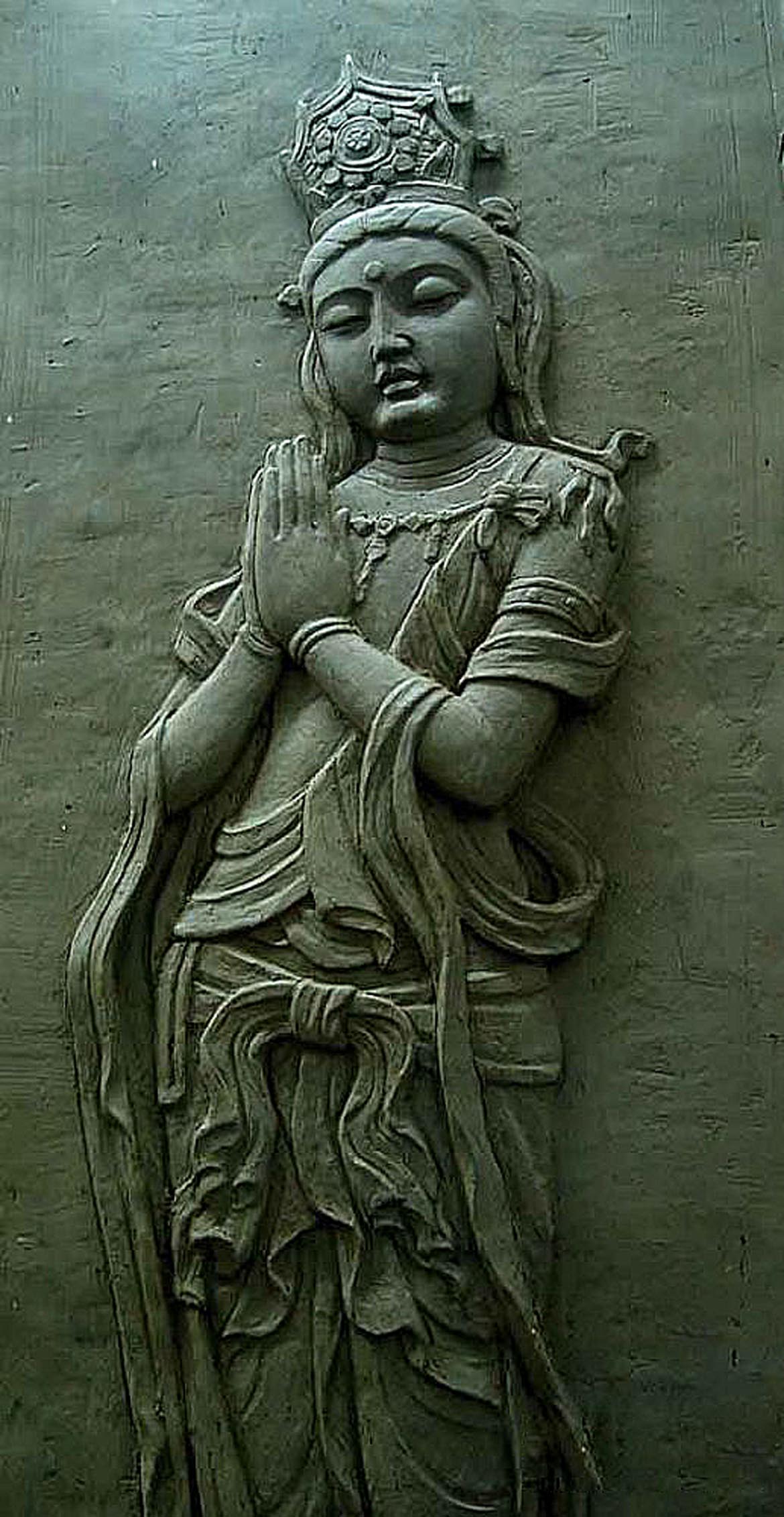 博仟ky开元官网创作的双手合十菩萨仿古石雕佛像