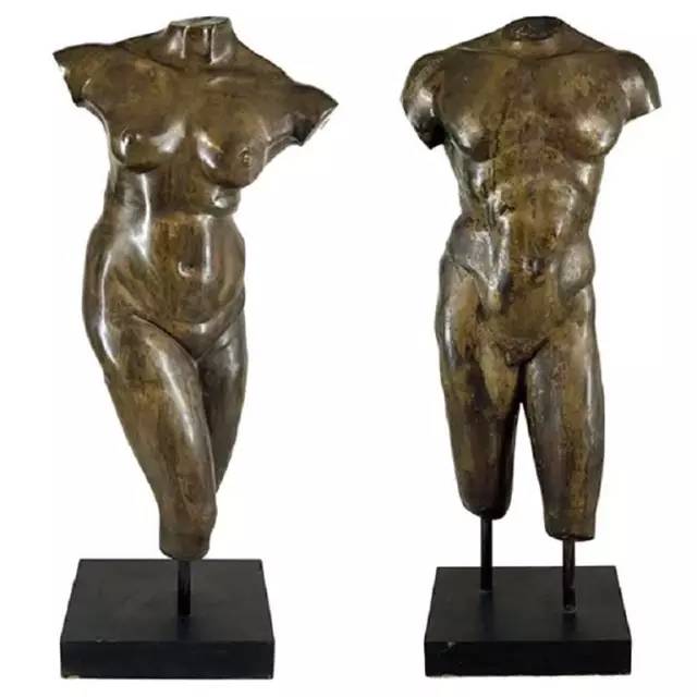 仿绿锈青铜现代人体树脂雕塑