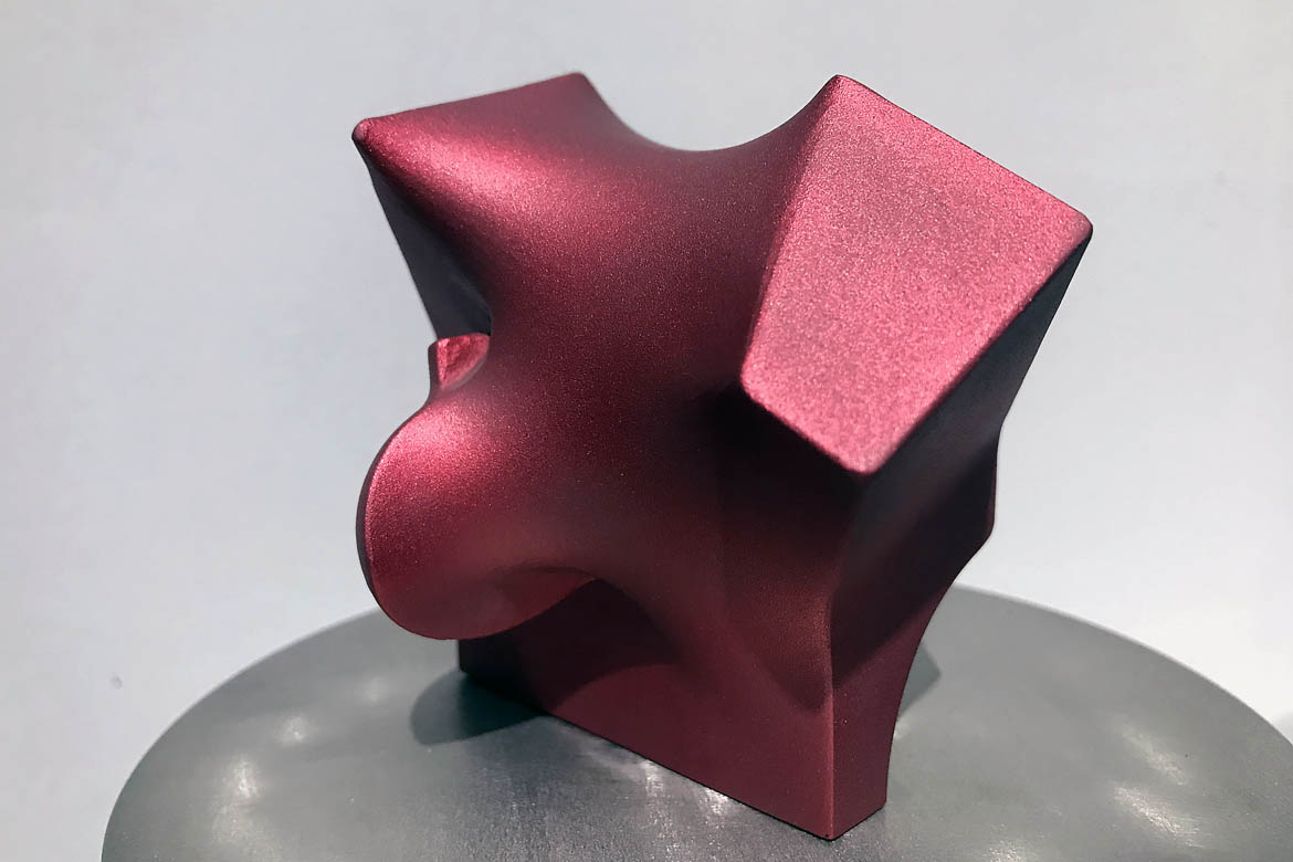 玫红色抽象不锈钢雕塑小品造型