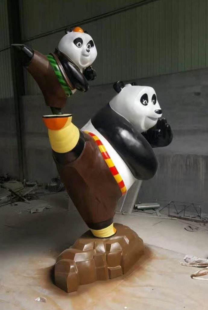 大小玻璃钢功夫熊猫雕塑