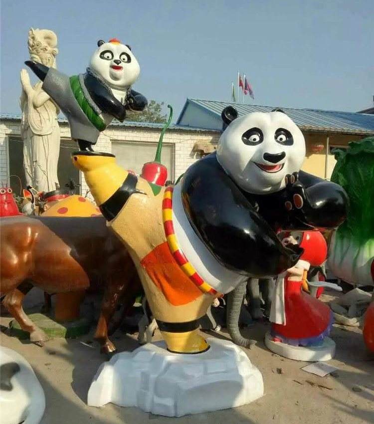 踢腿大小玻璃钢功夫熊猫雕塑