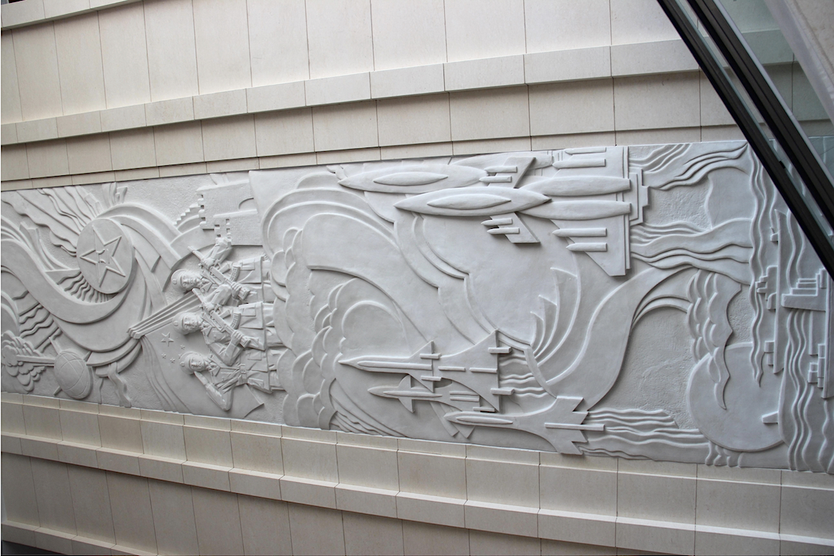 军事题材汉白玉浮雕壁画案例